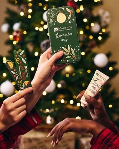 La Saponaria Cofanetto Bosco d'Inverno - Crema Mani Fitocheratina e Limone + Limetta Unghie Creme e Olii