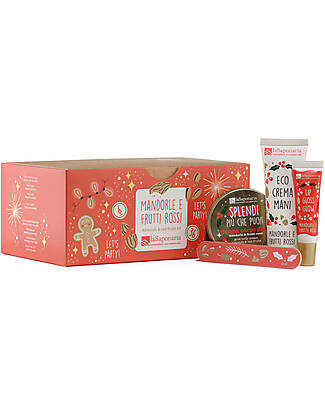 La Saponaria Cofanetto per le Feste - con Lipgloss + Crema Corpo Glow + Crema Mani + Limetta Unghie Volpe Artica Creme e Olii