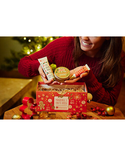 La Saponaria Cofanetto per le Feste - con Lipgloss + Crema Corpo Glow + Crema Mani + Limetta Unghie Volpe Artica Creme e Olii