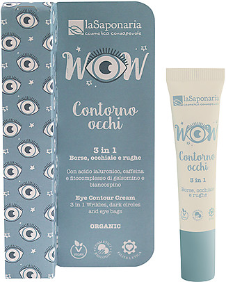La Saponaria Crema Contorno Occhi 3in1 - 15 ml - per Borse + Occhiaie + Rughe Viso