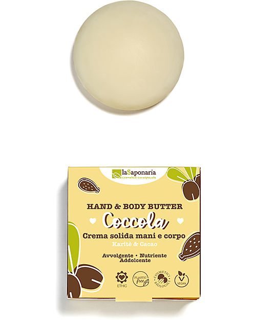 La Saponaria Crema Solida Coccola - Karité e Cacao - 80 ml - Nutriente Creme e Olii