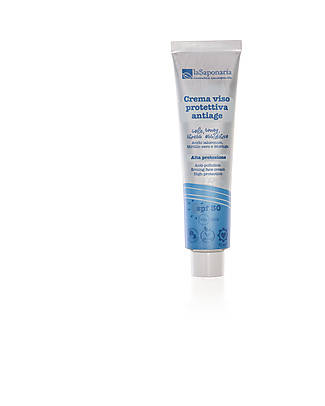 La Saponaria Crema Viso Antiage SPF30 Filtri Minerali - VitaminaE Olio di Cocco e Acido Ialuronico - 40ml Creme Viso