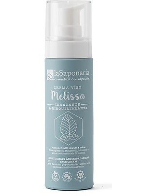 La Saponaria Crema Viso Idratante Melissa, 50 ml - Ideale per Pelli Impure e Miste Viso