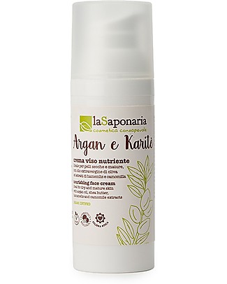 La Saponaria Crema Viso Nutriente con Karité e Argan, 50 ml - Idrata le Pelli Secche Viso