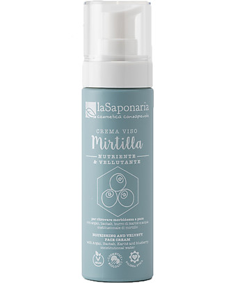 La Saponaria Crema Viso Nutriente Mirtilla, 50 ml - Nutre le Pelli Secche Viso
