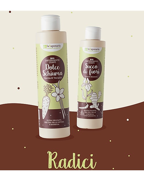 La Saponaria Detergente Corpo con Vaniglia e Carota, 200 ml - Per una Pella Morbida! Bagno Doccia Shampoo