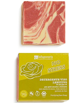 La Saponaria Detergente Solido Viso Lenitivo - con Ossido di Zinco Rosa Canina e Polvere di Riso Viso