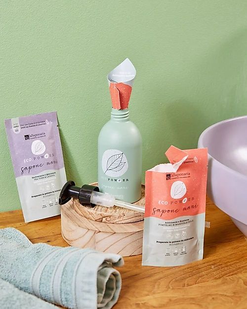 La Saponaria Dispenser in Alluminio per Eco Powder Sapone Mani - Basta Plastica! Bagno Doccia Shampoo