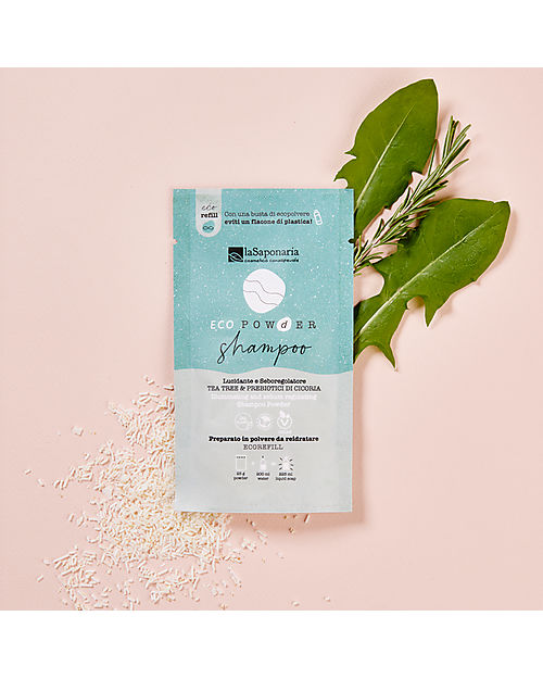 La Saponaria EcoPowder Shampoo Refill Seboregolatore - Tea Tree - in Polvere! Bagno Doccia Shampoo