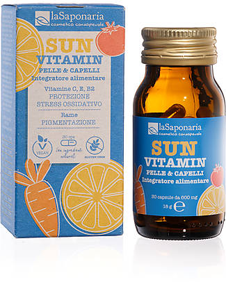 La Saponaria Integratore Alimentare Sun Vitamin - Vitamina C-E e B2 - 30cp - Contro Eritemi e Scottature Pappe