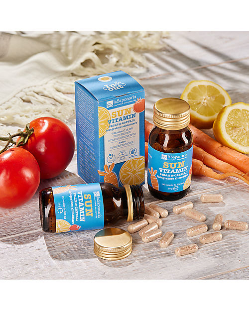 La Saponaria Integratore Alimentare Sun Vitamin - Vitamina C-E e B2 - 30cp - Contro Eritemi e Scottature Pappe