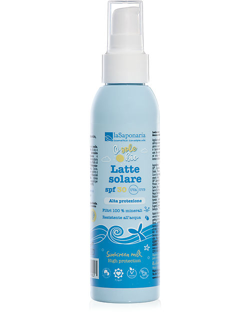 La Saponaria Latte Solare SPF30 - 125ml - Protezione Alta - 100% Filtri Minerali Solari