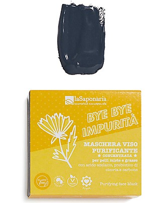 La Saponaria Maschera Viso Concentrata Effetto Purificante - con Acido Azelaico Prebiotico di Cicoria e Carbone Viso