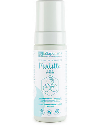 La Saponaria Mousse Detergente Viso Mirtilla, 150 ml - Con mirtillo nero, calendula e riso venere Viso