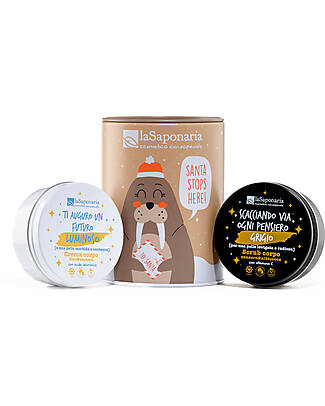 La Saponaria Salvadanaio Tricheco con Crema e Scrub Corpo - Latta Creme Viso