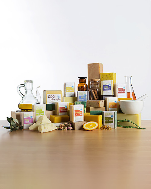 La Saponaria Sapone all'Olio Extravergine d'Oliva, Calendula e Germe di Grano, 100 gr - Emolliente e lenitivo Bagno Doccia Shampoo