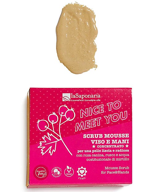 La Saponaria Scrub Mousse Viso e Mani Concentrato - Rosa Canina Rusco e Acqua di Mirtillo Creme Viso