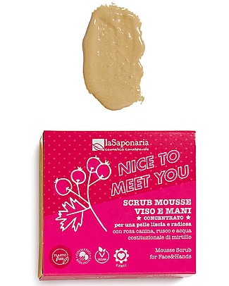 La Saponaria Scrub Mousse Viso e Mani Concentrato - Rosa Canina Rusco e Acqua di Mirtillo Viso