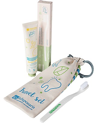 La Saponaria Set da Viaggio Bio&Smile: Pochette + Dentifricio + Spazzolino Dentifricio e Spazzolini