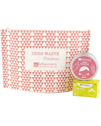 La Saponaria Set Regalo Zero Waste Capelli Forza - Con shampoo solido, maschera e pochette Cura dei Capelli