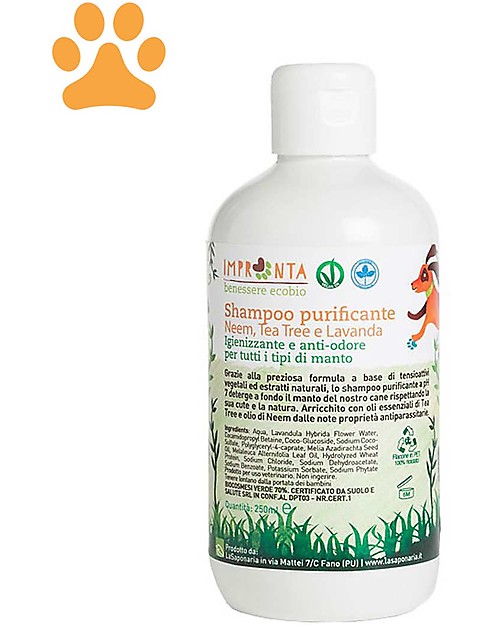La Saponaria Shampoo Animali per Tutti i Tipi di Manto, Lavanda, Neem e Tea Tree - 250 ml Animali Igiene_