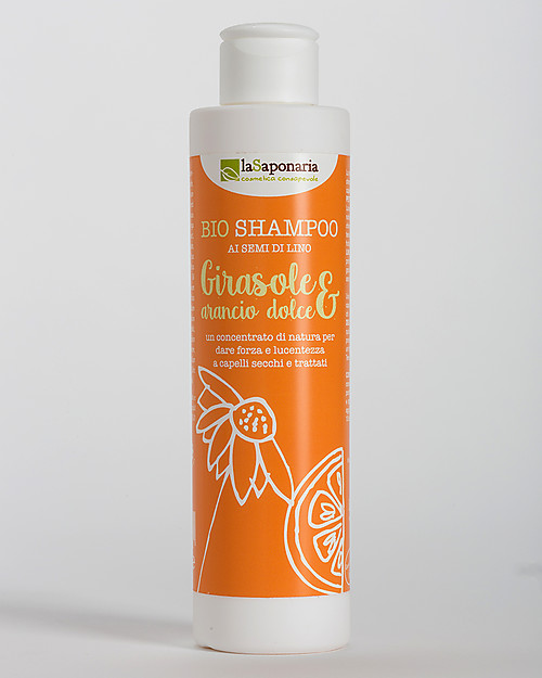 La Saponaria Shampoo Girasole e Arancio Dolce, Linea ai Semi di Lino, 200 ml - Per capelli secchi e trattati Cura dei Capelli