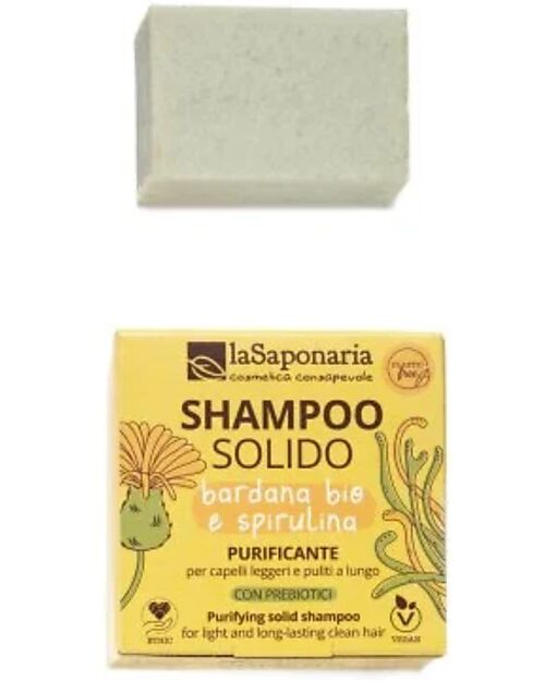La Saponaria Shampoo Solido Purificante e Anti-forfora, 50 gr Cura dei Capelli