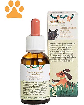La Saponaria Siero Pulizia Orecchie per Cani e Gatti, Camomilla e Calendula - 30 ml Animali Igiene