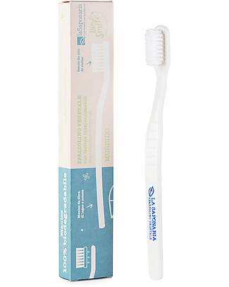 La Saponaria Spazzolino in Fibra Vegetale - Setole Morbide - Testina Intercambiabile Dentifrici