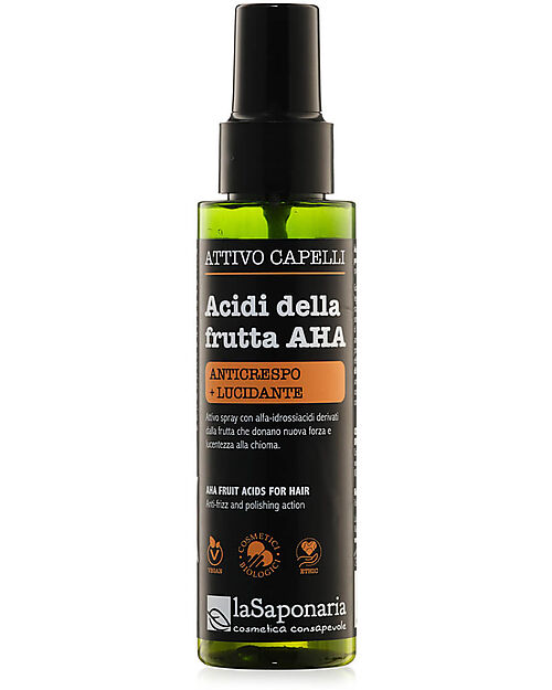 La Saponaria Spray per Capelli - Acidi della Frutta AHA - Anticrespo e Lucidante Cura dei Capelli