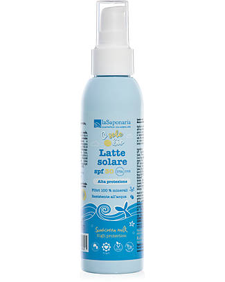 La Saponaria Sun Milk SPF30 - Mineral Filters - Coconut Oil and VitaminE - 125ml Sun Screen