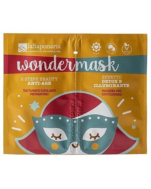 La Saponaria WonderMask - Maschera Anti-age a 2 Step: Esfoliante+Maschera - Effetto Detox e Illuminante - 8+5 ml Maschere Viso