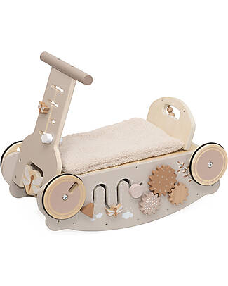 Label Label 3 in 1 Dondolo Girello e Macchina - Nocciola - Legno FSC - 2+ Anni Cavalcabili