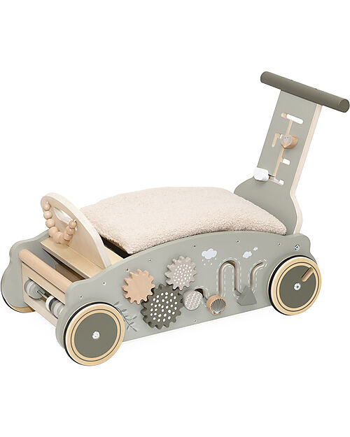 Label Label 3 in 1 Dondolo Girello e Macchina - Oliva - Legno FSC - 2+ Anni Cavalcabili