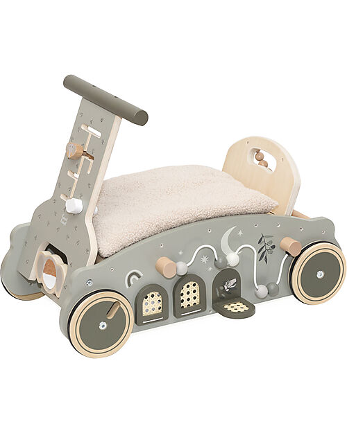 Label Label 3 in 1 Dondolo Girello e Macchina - Oliva - Legno FSC - 2+ Anni Cavalcabili