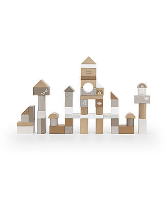 Label Label Blocchi Impilabili in Legno FSC - 50 Pezzi - Beige - 18+ m Costruzioni in Legno