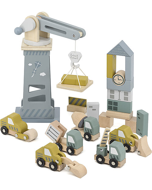 Label Label Cantiere Giocattolo in Legno FSC - Beige - 18+ m Macchine e Trenini  in Legno