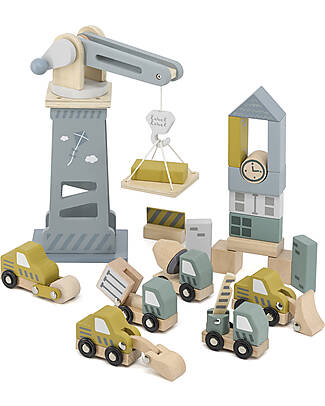 Label Label Cantiere Giocattolo in Legno FSC - Beige - 18+ m Macchine e Trenini in Legno