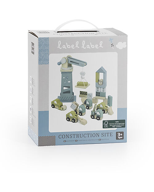 Label Label Cantiere Giocattolo in Legno FSC - Beige - 18+ m Macchine e Trenini  in Legno