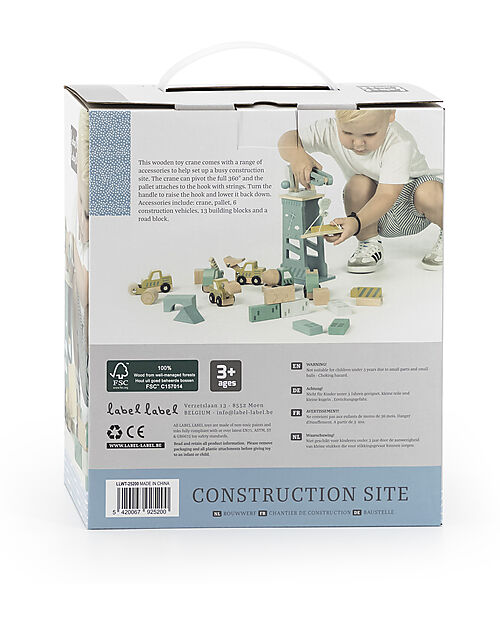 Label Label Cantiere Giocattolo in Legno FSC - Beige - 18+ m Macchine e Trenini  in Legno