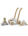 Label Label Carrello Primi Passi in Legno con Blocchi - Azzurro - 12+ m Carrello Primi Passi
