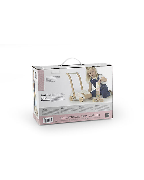Label Label Carrello Primi Passi in Legno con Blocchi - Rosa - 12+ m Carrello Primi Passi