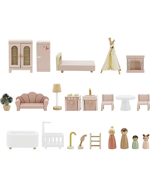 Label Label Casa delle Bambole - Rosa - In Legno Case delle Bambole