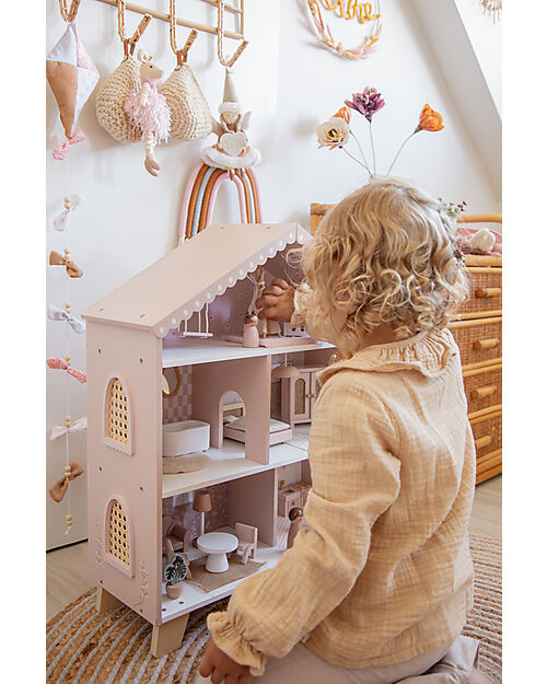 Label Label Casa delle Bambole - Rosa - In Legno Case delle Bambole