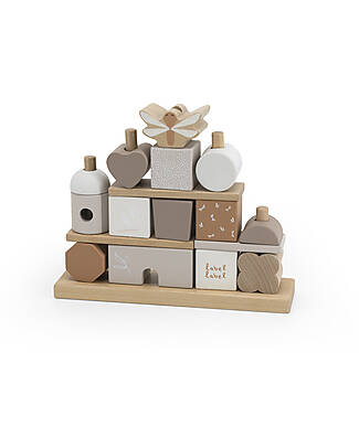 Label Label Casetta Blocchi Impilabili in Legno FSC - Beige - 12+ m Incastri in Legno