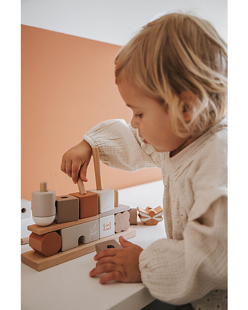 Label Label Casetta Blocchi Impilabili in Legno FSC - Beige - 12+ m Incastri in Legno