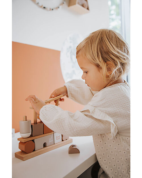 Label Label Casetta Blocchi Impilabili in Legno FSC - Beige - 12+ m Incastri in Legno