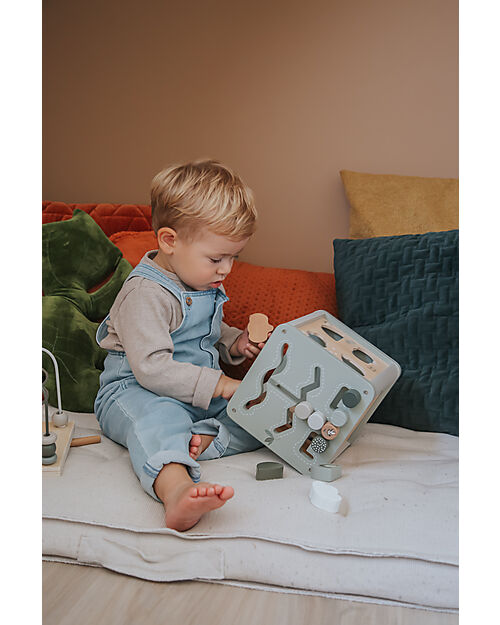 Label Label Cubo Attività 5 in 1 in Legno FSC - Oliva -12+ m Incastri in Legno