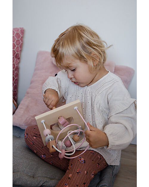 Label Label Cubo Attività 5 in 1 in Legno FSC - Rosa -12+ m Incastri in Legno