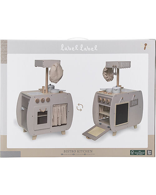 Label Label Cucina Bistro Giocattolo in Legno FSC - Beige - 12+ m Cucine Giocattolo